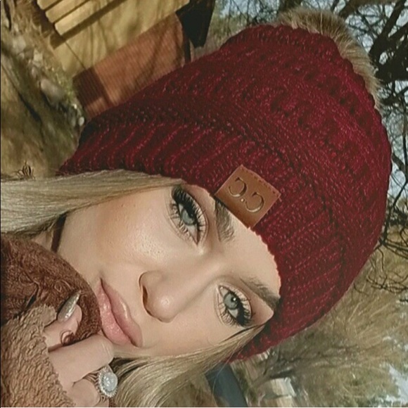 CC Boutique Accessories - 10 Maroon CC POM STYLE CC BEANIES 
ALL NEW